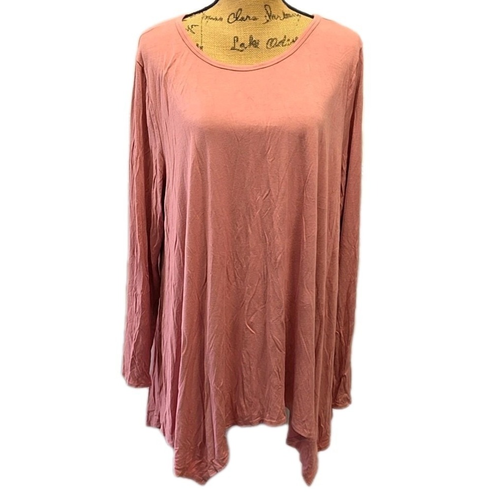 Goo Yoo Pink‎ Handkerchief Hem Tunic Top 3XL Boho Soft Girl Asymmetrical